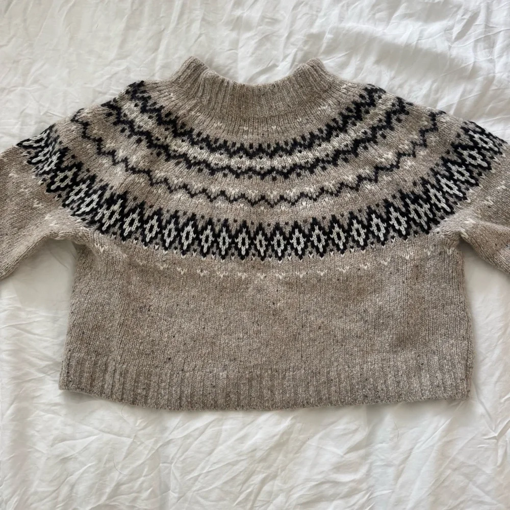 JCrew Fair Isle Tan Sweater Size M